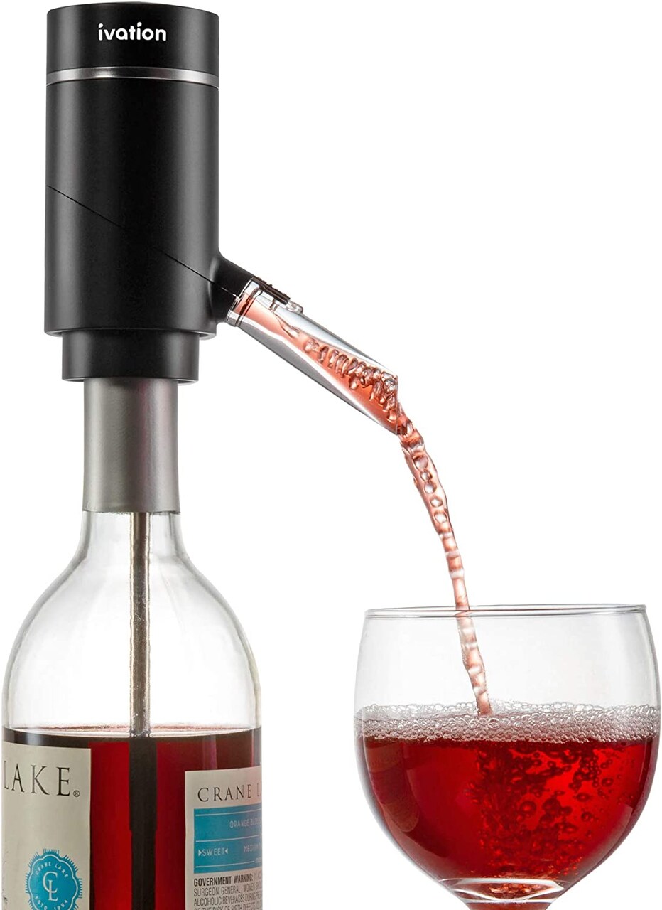 Ivation Wine Aerator and Dispenser Spout, Electric Wine Pourer and Stopper